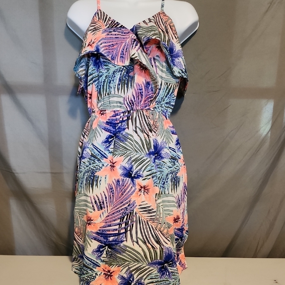 NWT Pink and Blue Spaghetti Strap Midi Sundress
